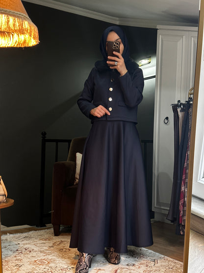 Kürk yakalı Scuba takım