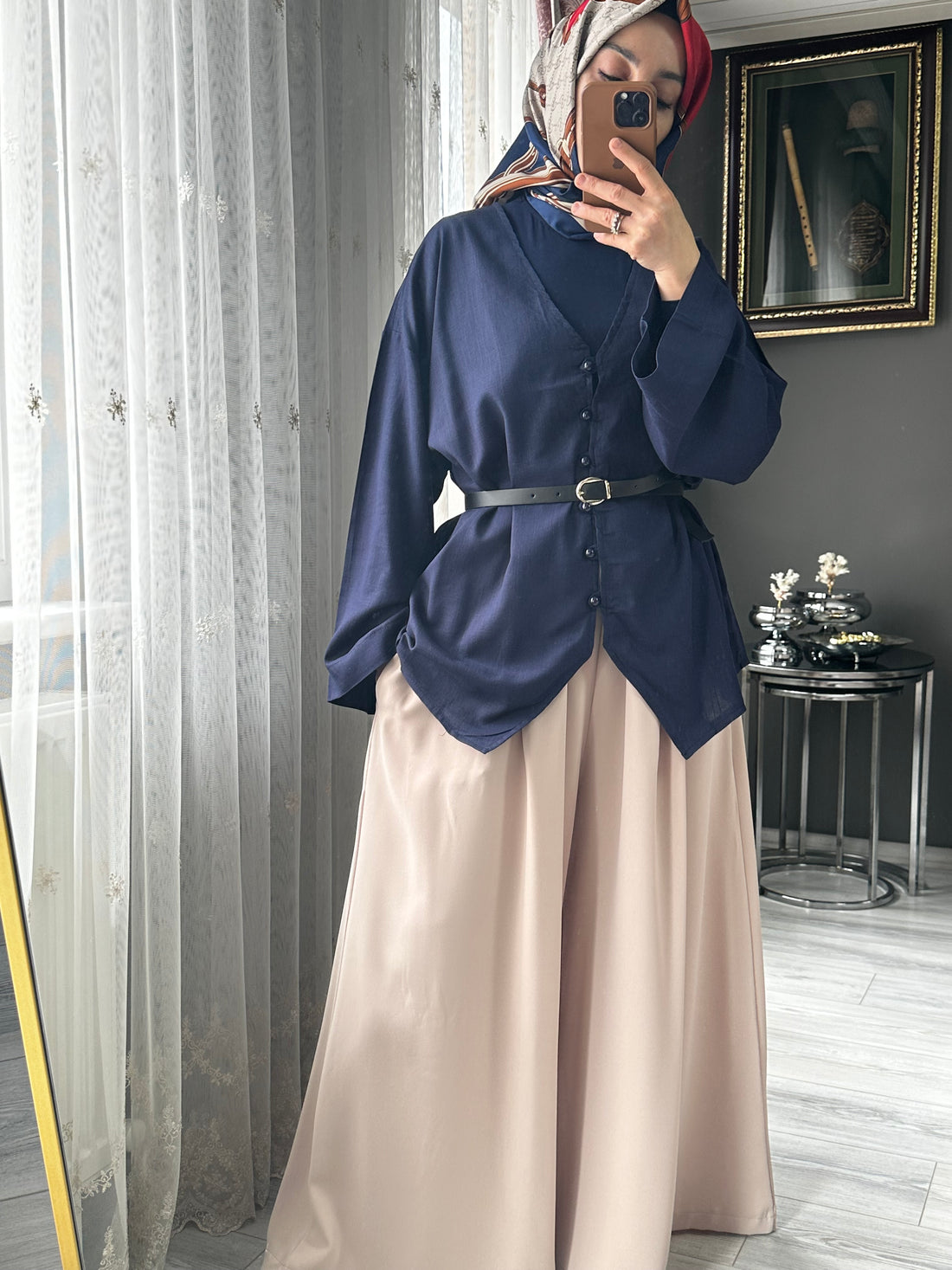 Keten düğmeli gömlek